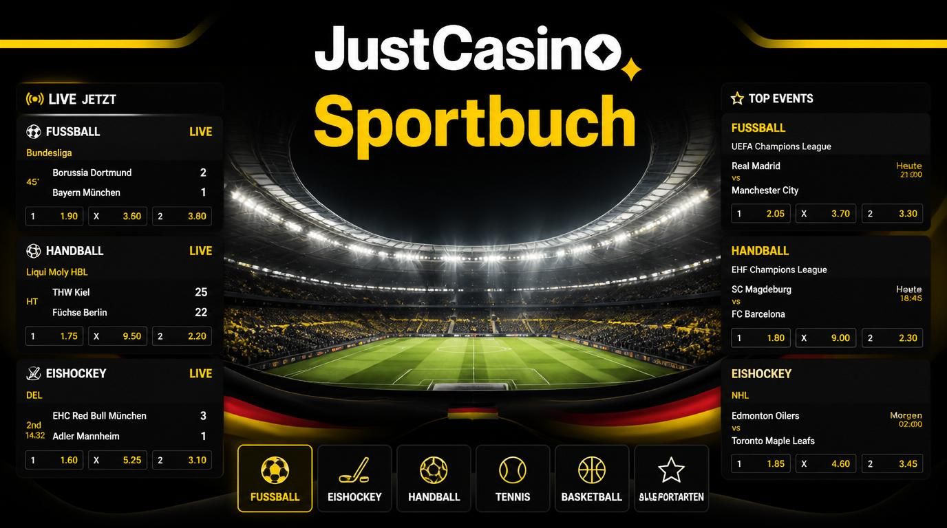 Ein Sportbuch-Interface mit Stadionkulisse und Wettquoten.
